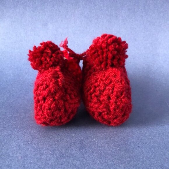 NWT Vintage Handmade Knitted Red Ombre Children’s Slipper Booties - Picture 2 of 3